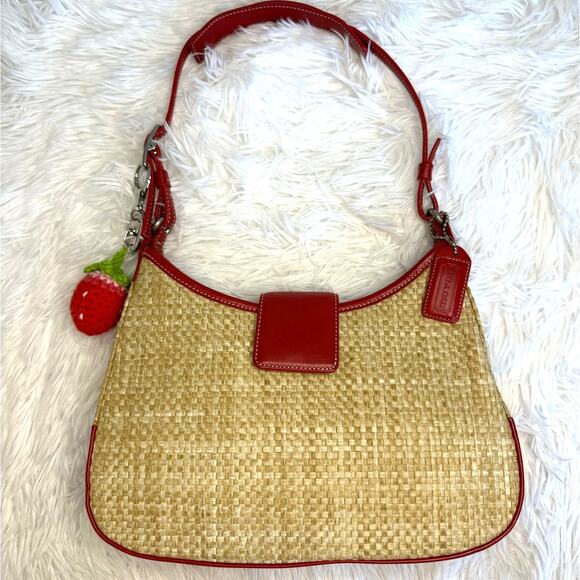 y2k COACH Vintage 8159 Straw Shoulder Bag - Picture 1 of 11